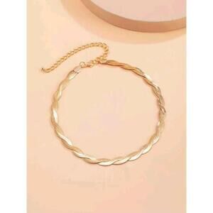 1 Piece Simple Fashion Gold Braided Chain Necklace For Women Elegant Design